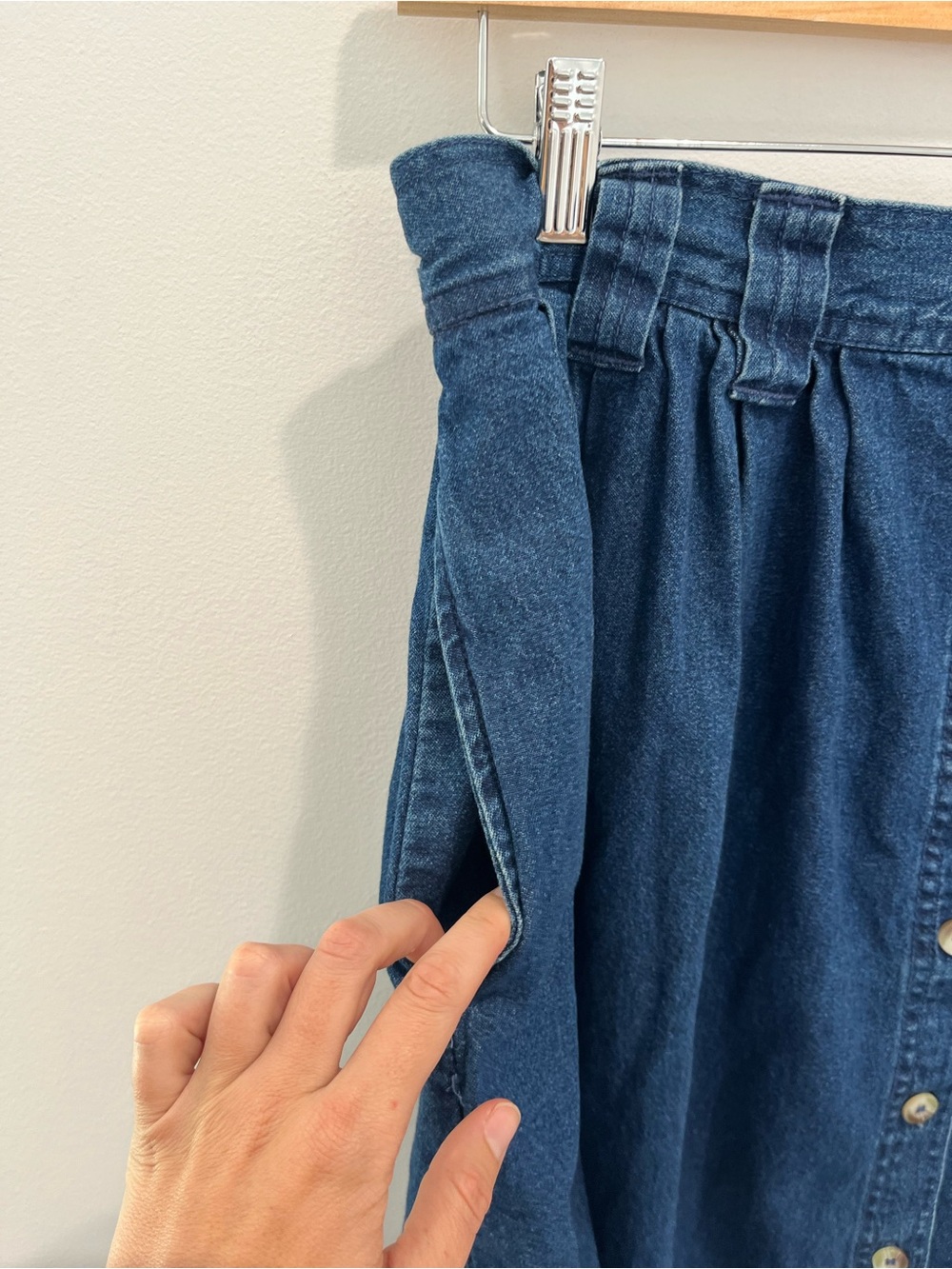 Vintage TY WEAR Classic Blue Button-Front Denim Midi Skirt - Picture 6 of 9